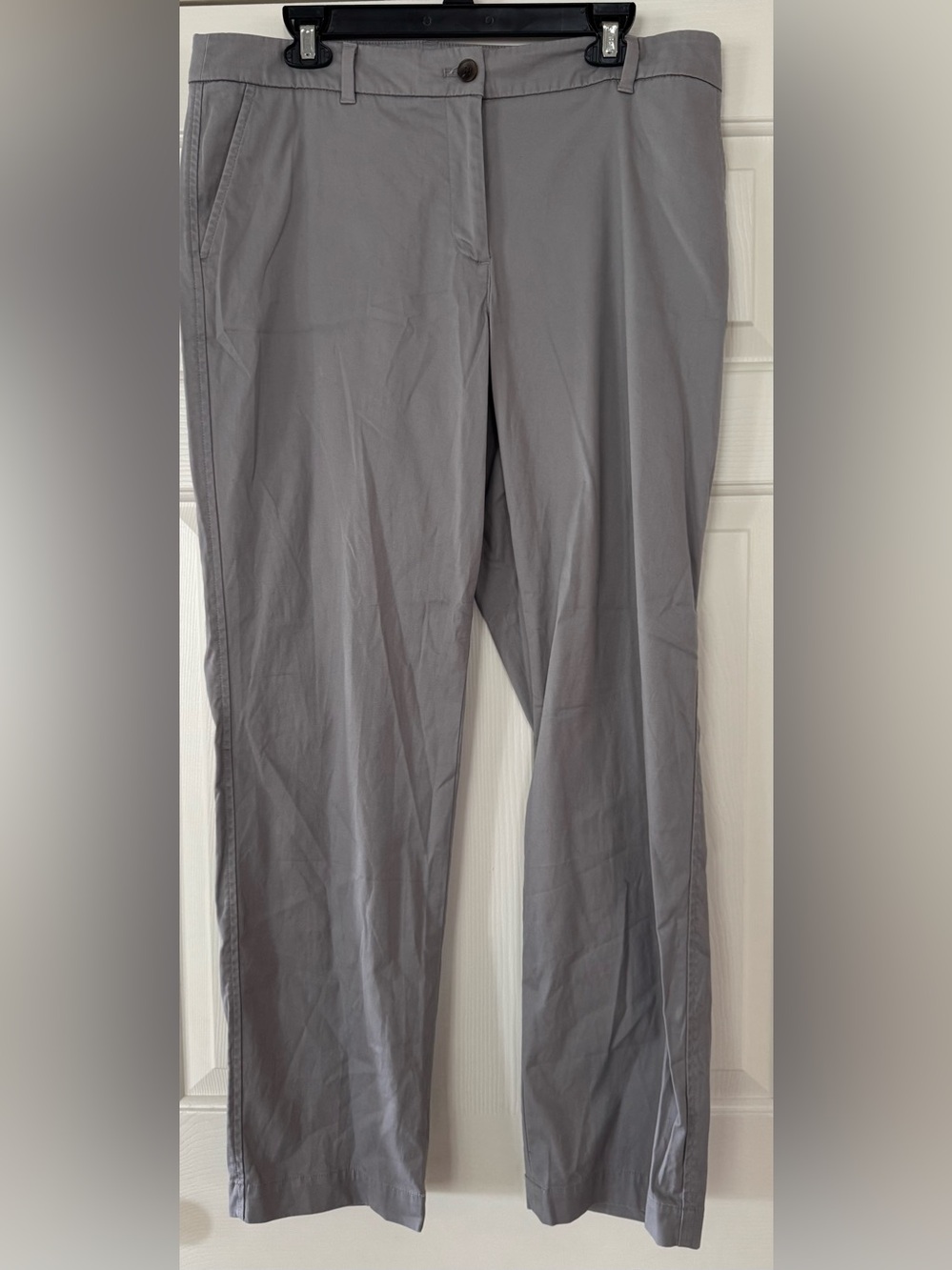 Talbots Straight-Leg chino Pants in Gray 98% cotton women size 12